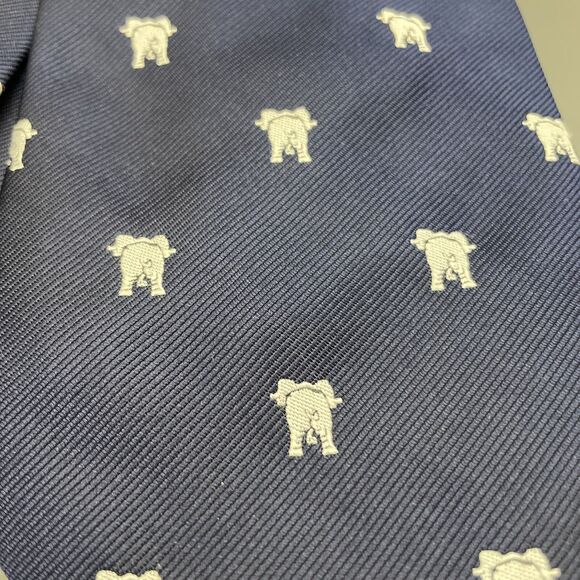 Camalier & Buckley Tie Necktie Funny Design Rear Of Elephant Dark Blue/navy VNTG - Picture 2 of 6